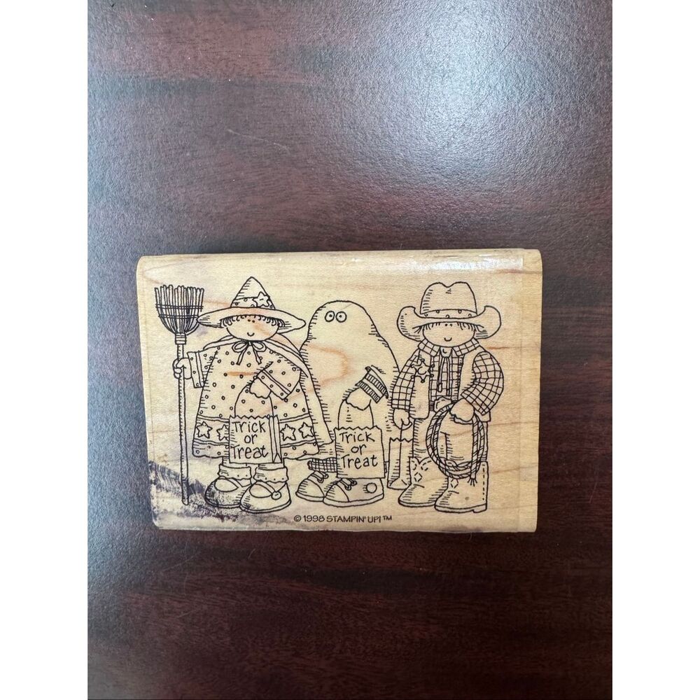 “A Haunting We Go” Kids Halloween Trick or Treating Rubber Stamp- 1998